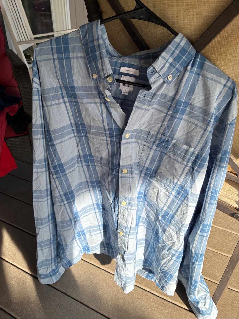GAP Light Blue Plaid Button-Down Shirt